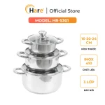 BỘ NỒI INOX HARE HR-S301 BỘ NỒI INOX HARE HR-S301